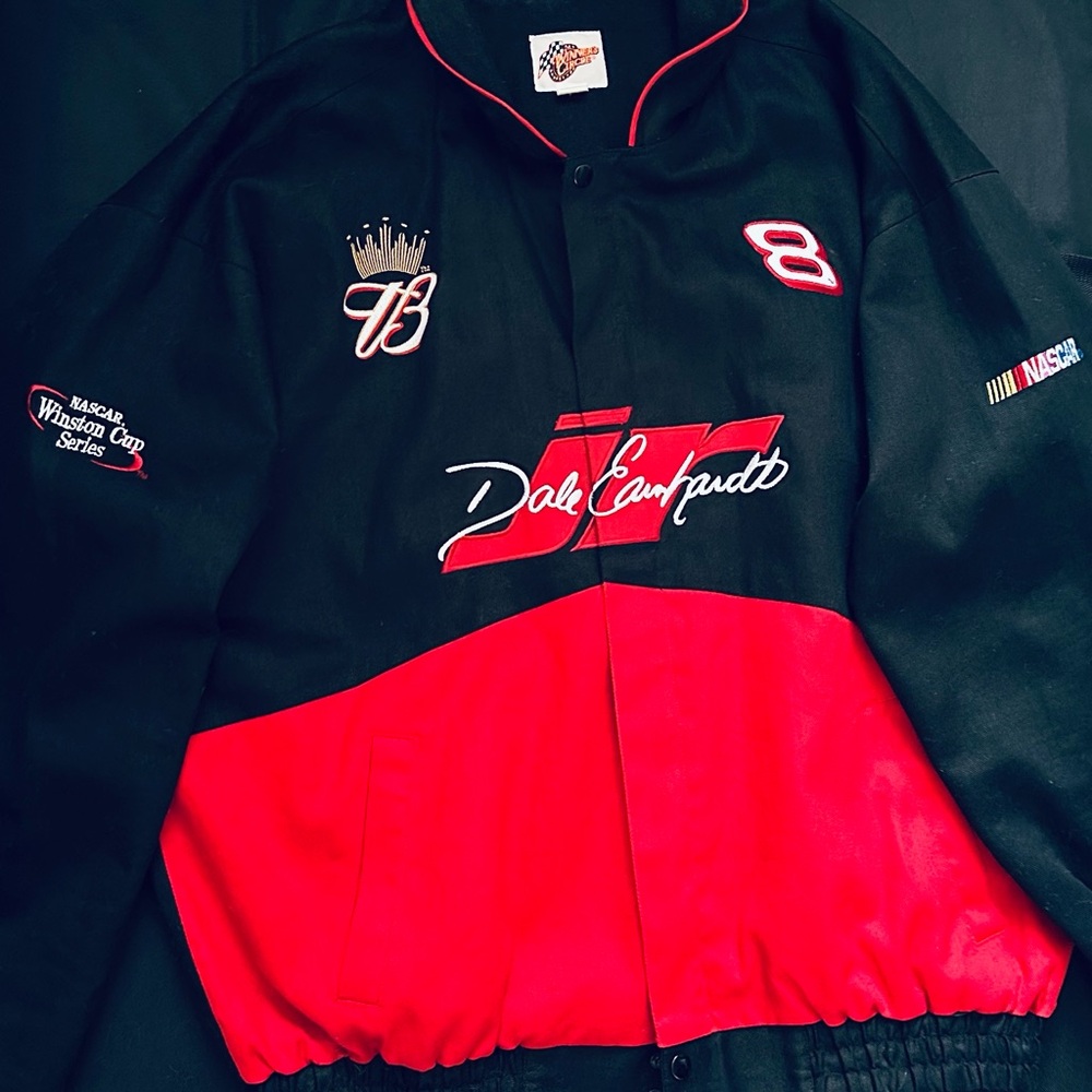 Vintage Dale Earnhardt Jr. Black and Red Racing Jacket Men’s Size XL